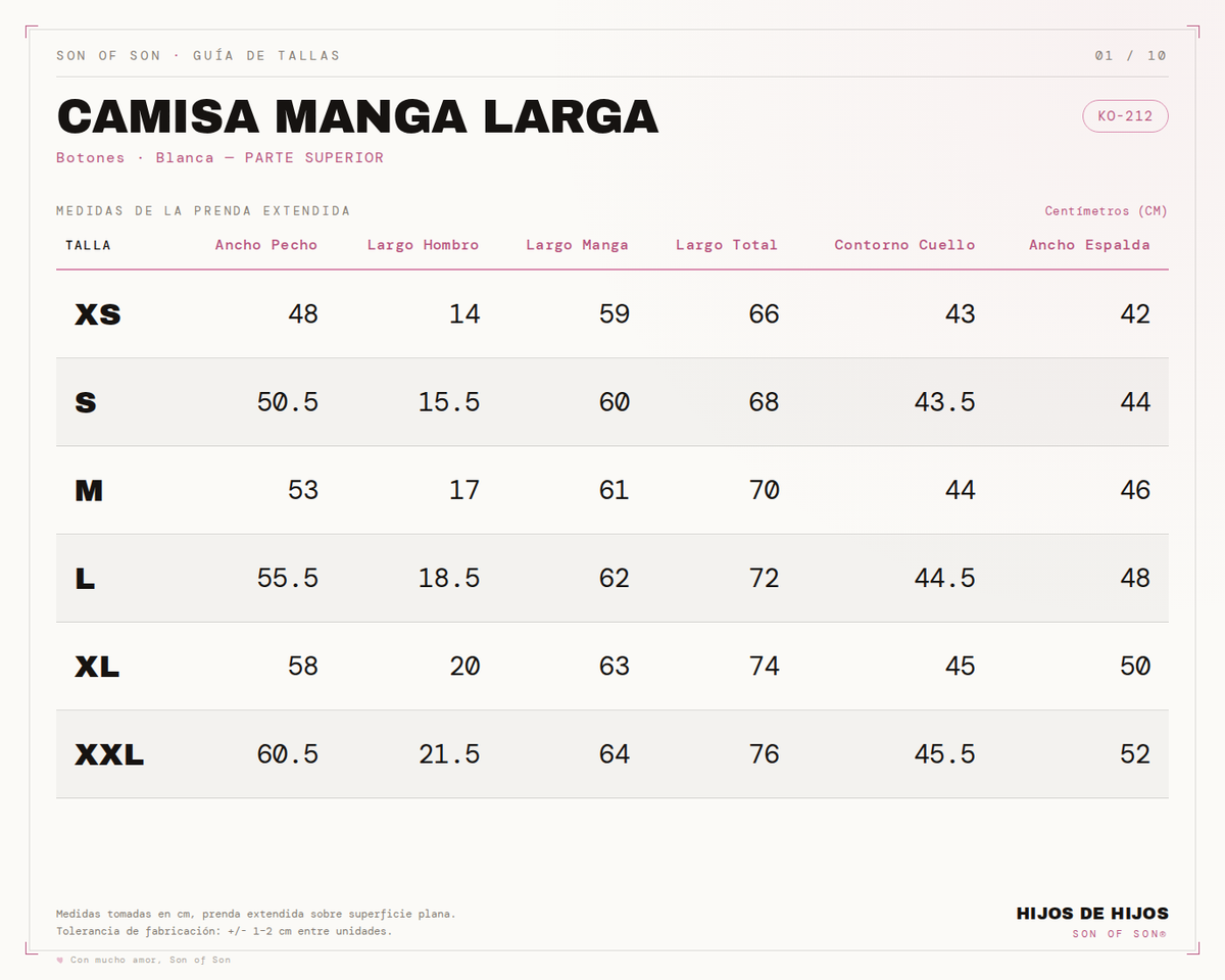 Guía de tallas de Lineage Shirt — White