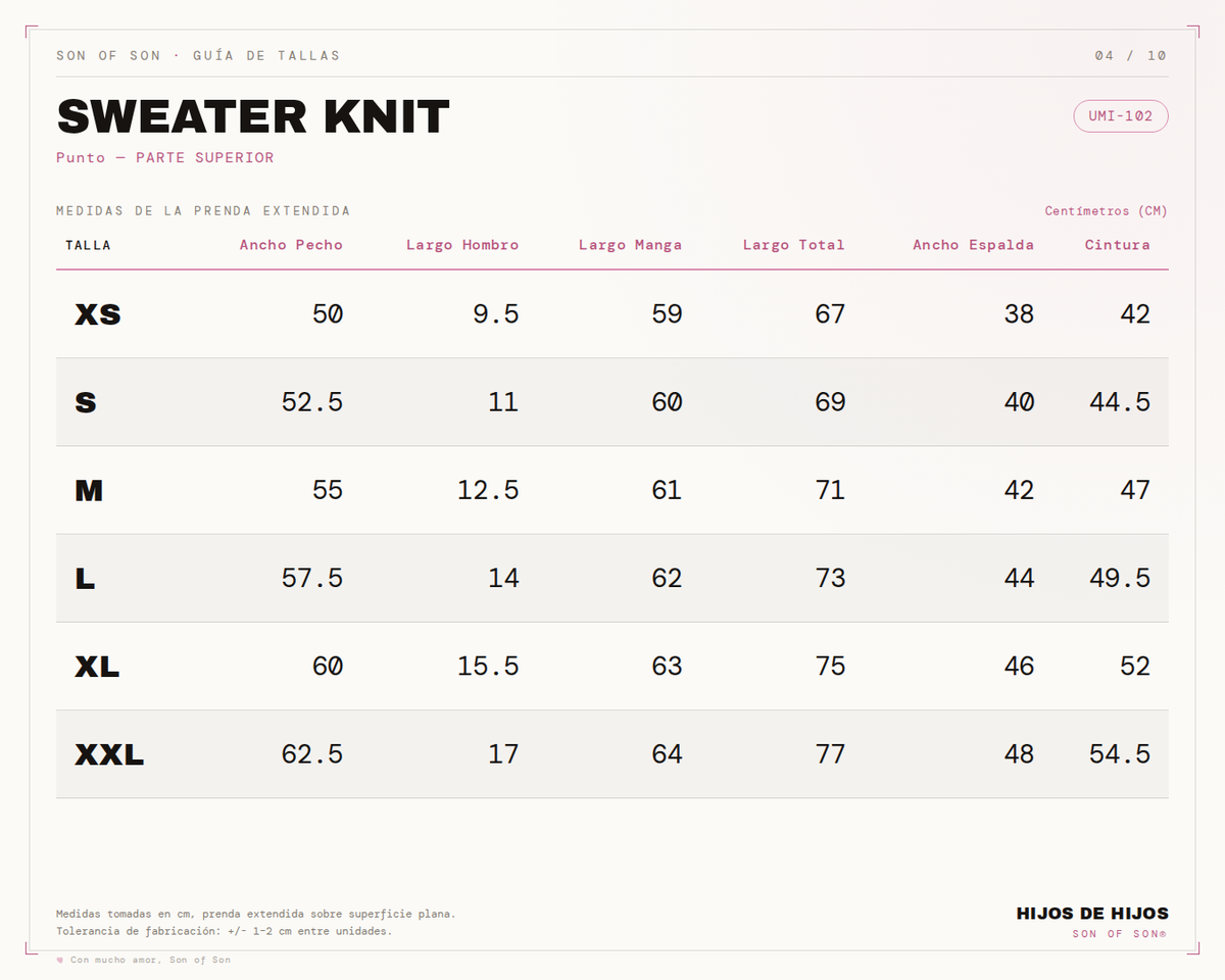 Guía de tallas de Patriarch Knit Sweater — Blue Navy