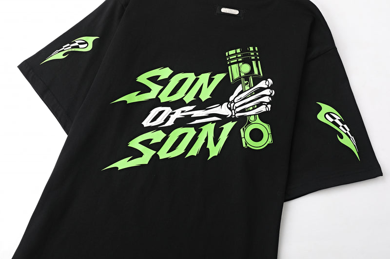 FAST N' SOFS Oversized Tee — Black / Green — vista 5