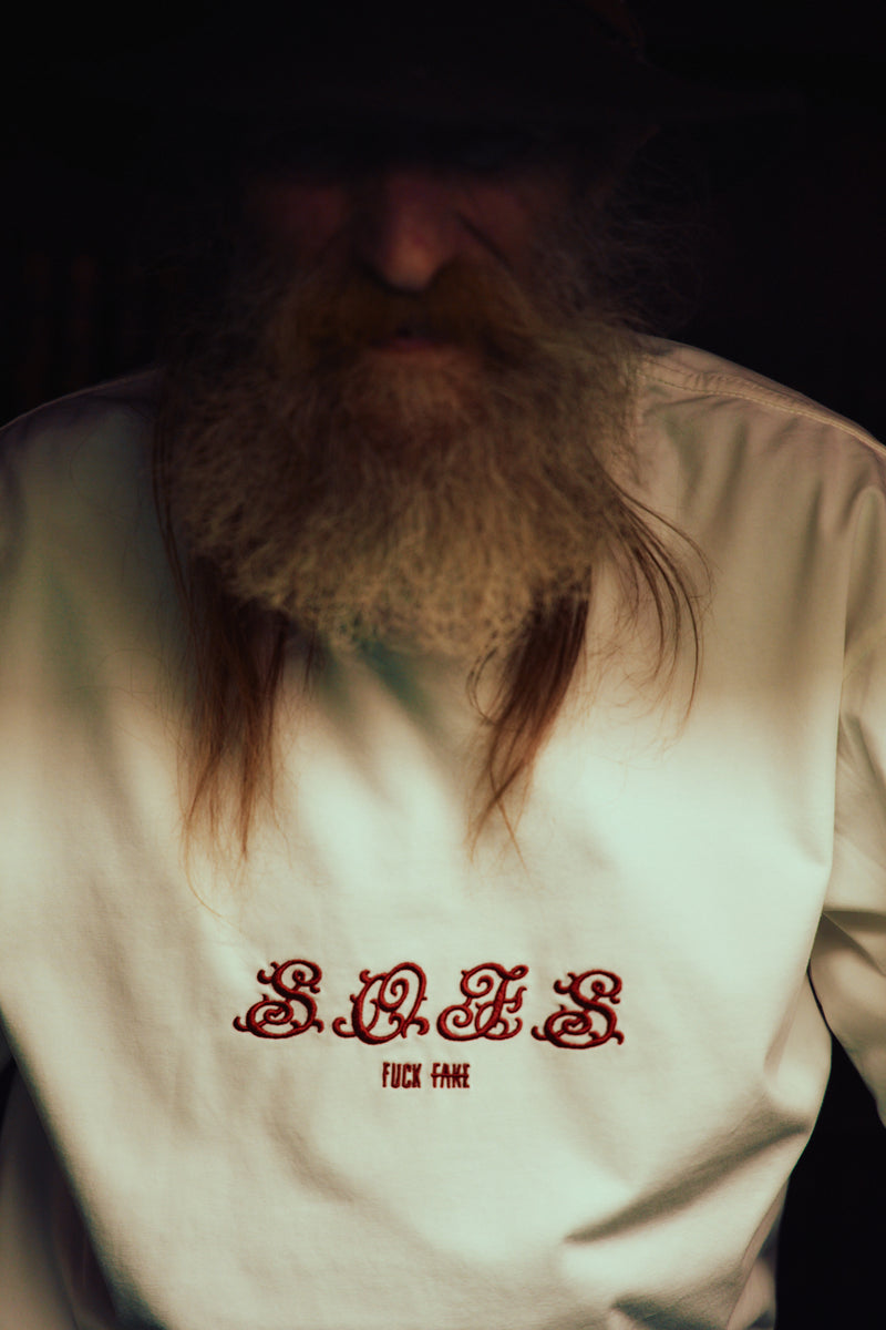 SOFS Heritage Logo Oversized Tee — White — vista 8