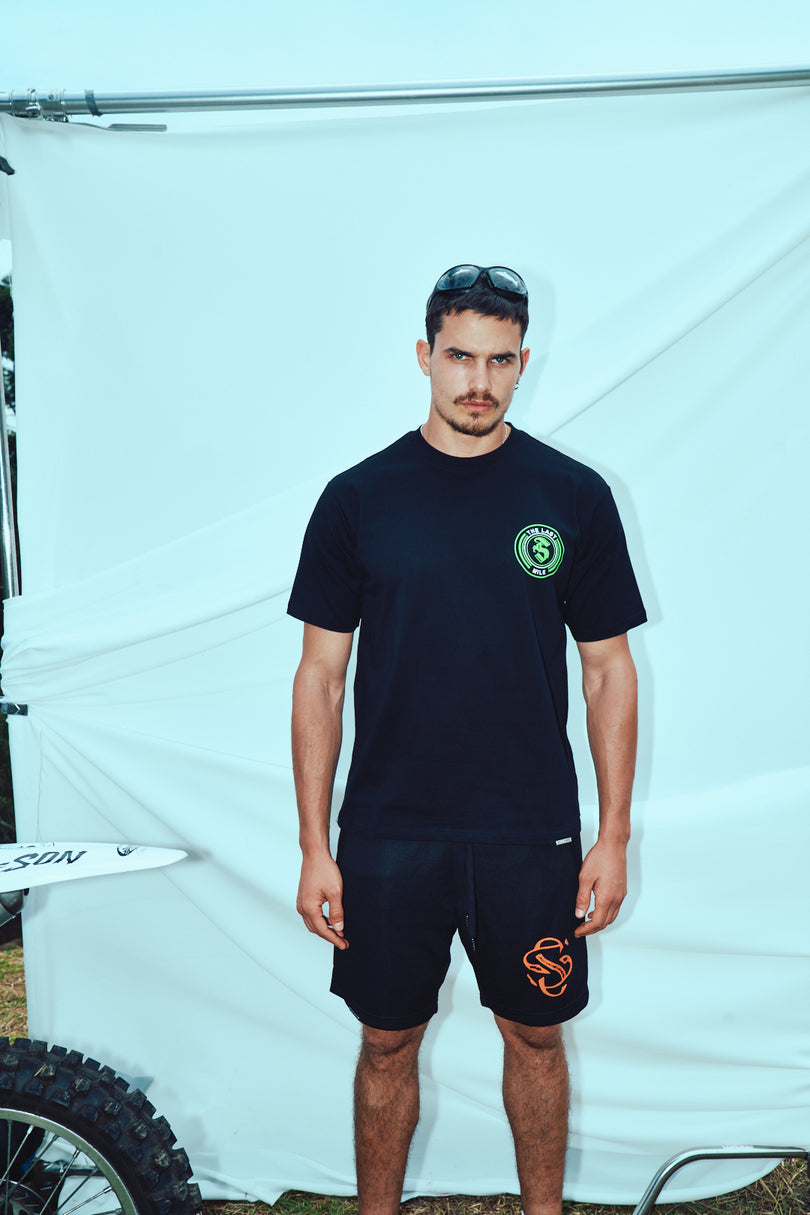 Black race sweat short