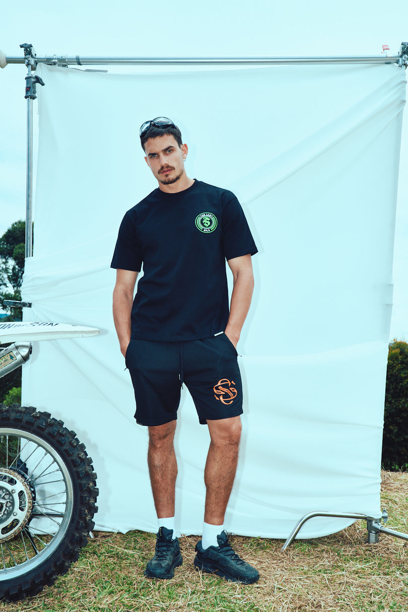 Black race sweat short