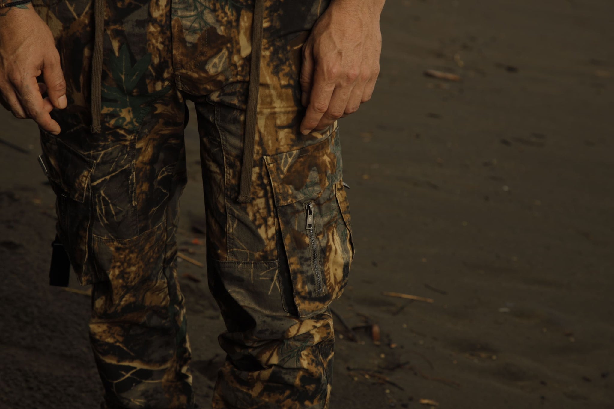 Draw String Cargo Pants TREE CAMO