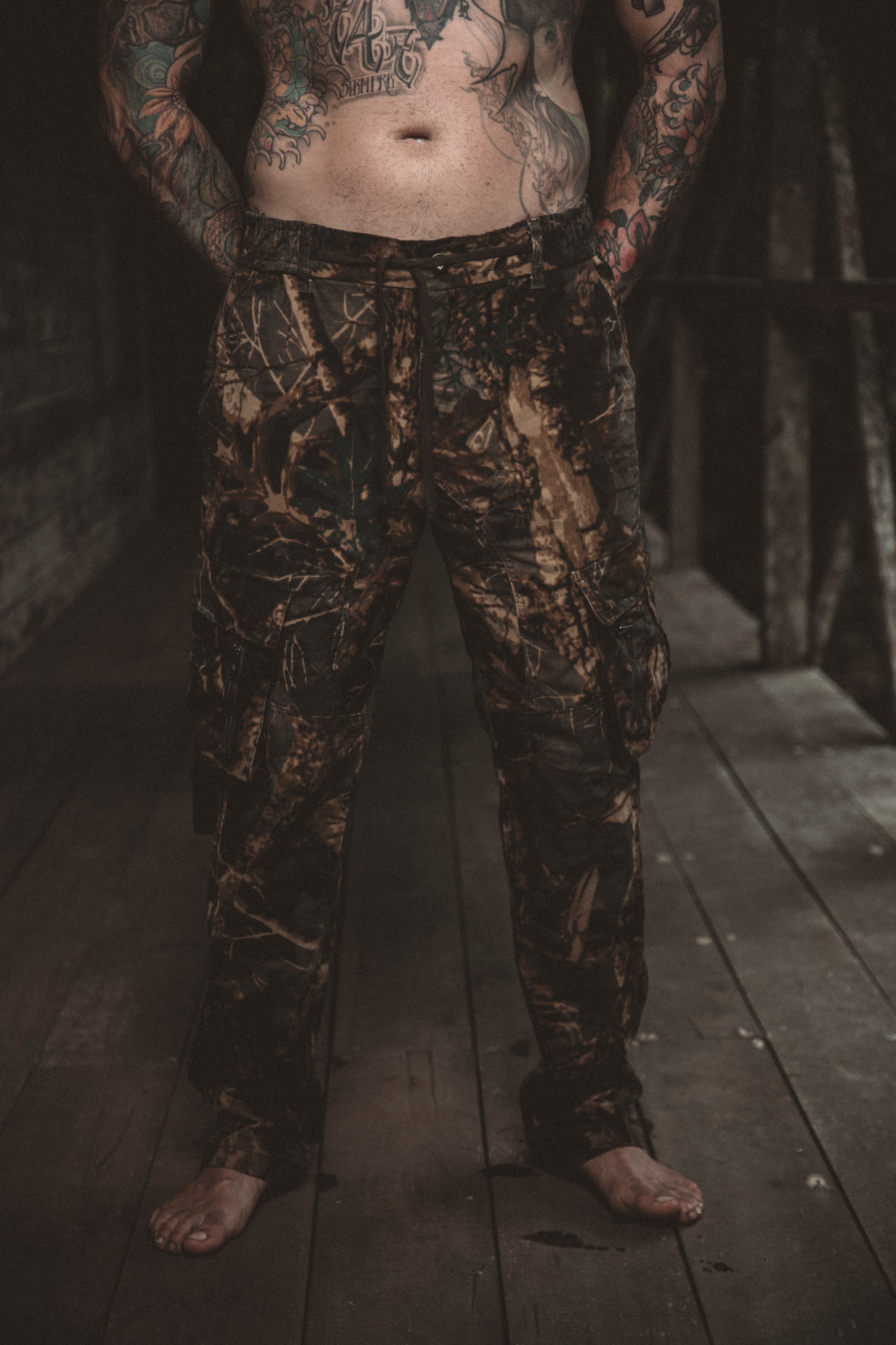 Draw String Cargo Pants TREE CAMO