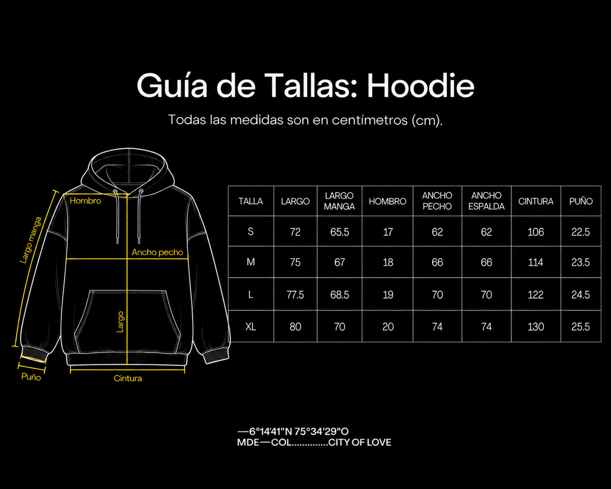 Guía de tallas de Temper Oversized Hoodie — Black