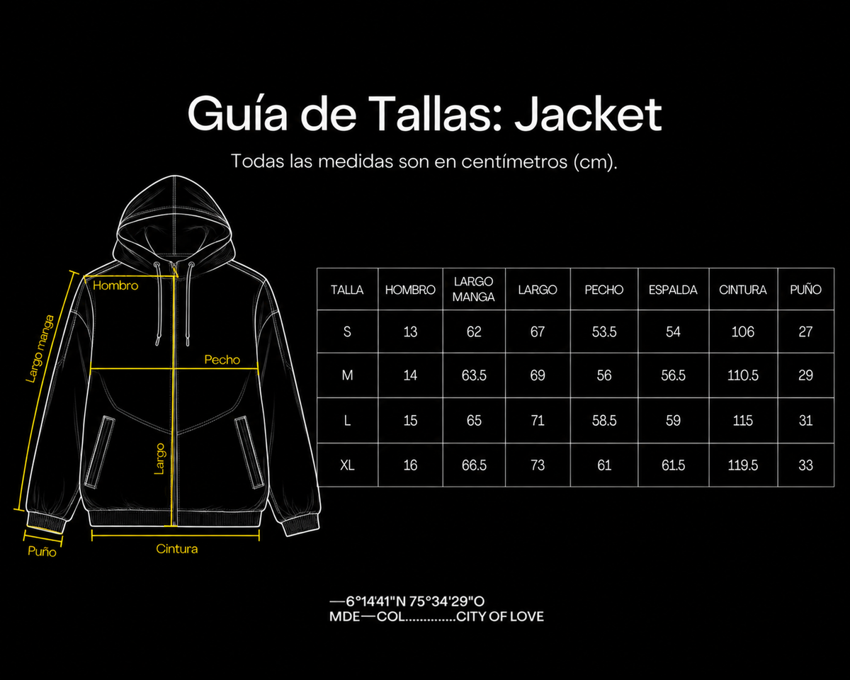 Guía de tallas de Apex Tech Jacket — Black