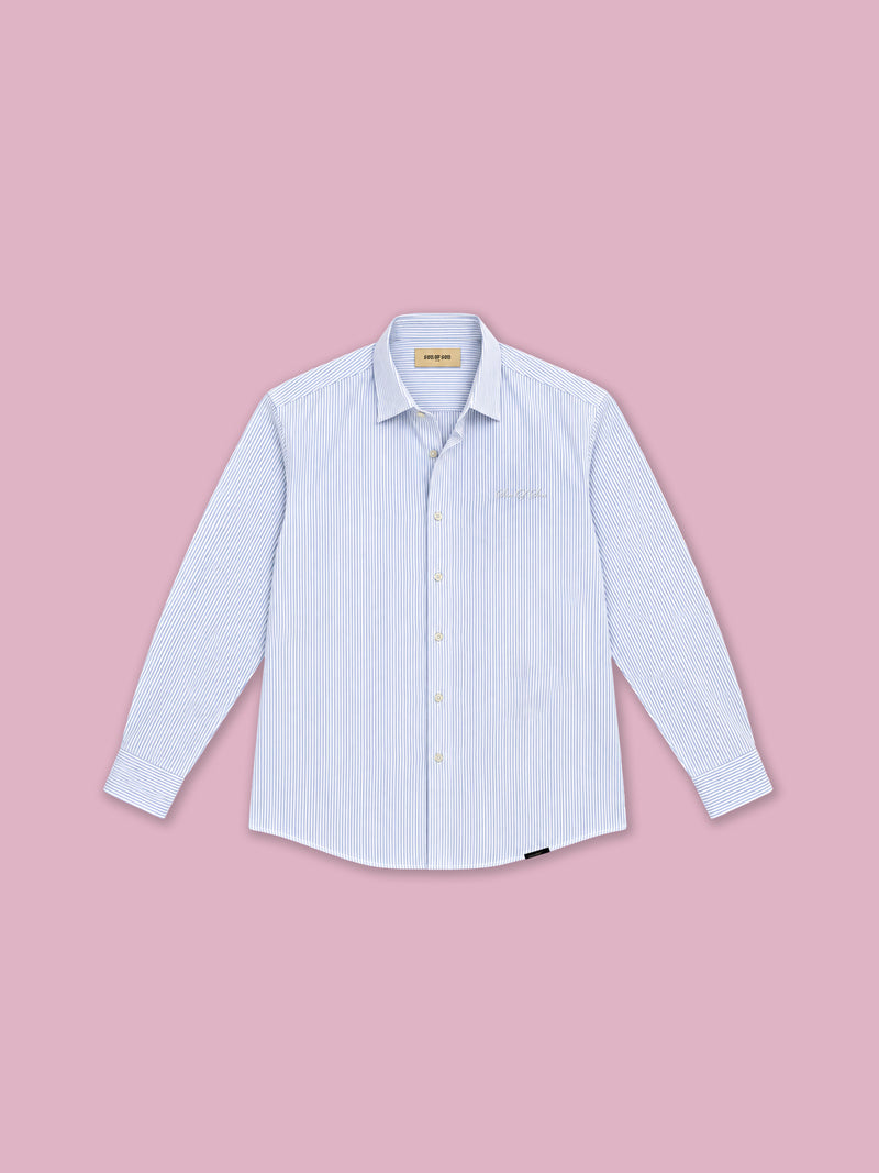 Ledger Striped Shirt Classic Fit  — White/Blue