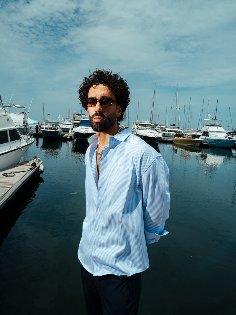 Ledger Striped Shirt Classic Fit  — White/Blue