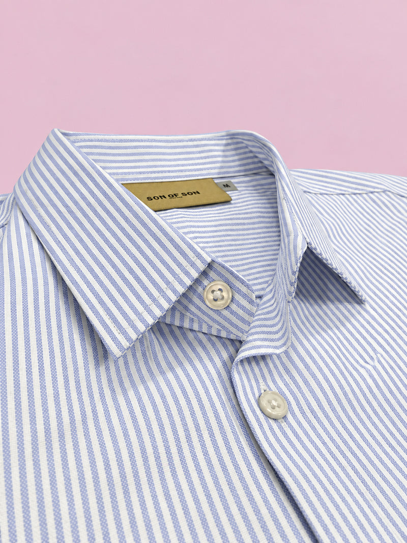 Ledger Striped Shirt Classic Fit  — White/Blue