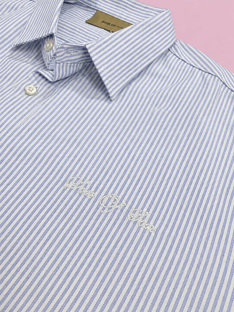 Ledger Striped Shirt Classic Fit  — White/Blue