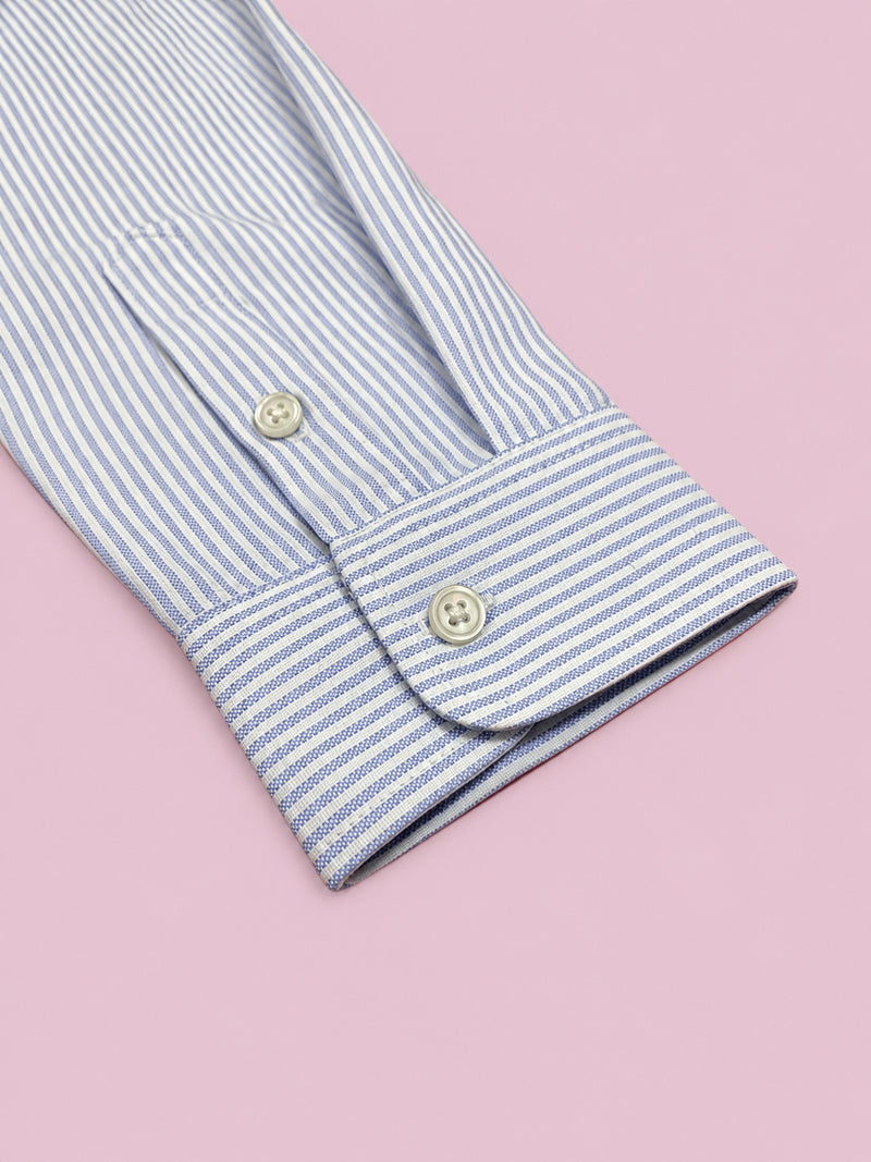 Ledger Striped Shirt Classic Fit  — White/Blue